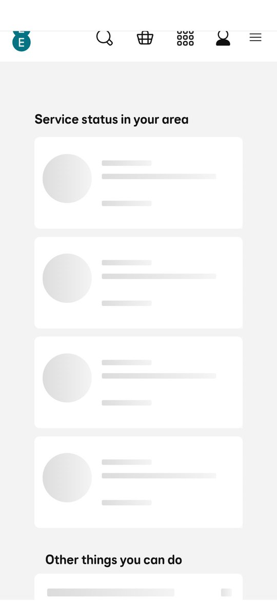 MacWreg's tweet image. Internet signal was cutting out every minute or so for at least 15-20 minutes around 7pm.
Even with a good strong signal the attached image was all I could get when I looked on the EE website for service status in my area.