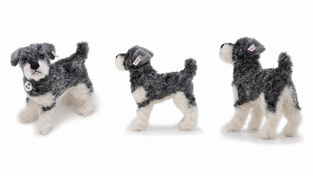 シュタイフの「シュナウザー犬」最高級モヘア使用、全長28cmの