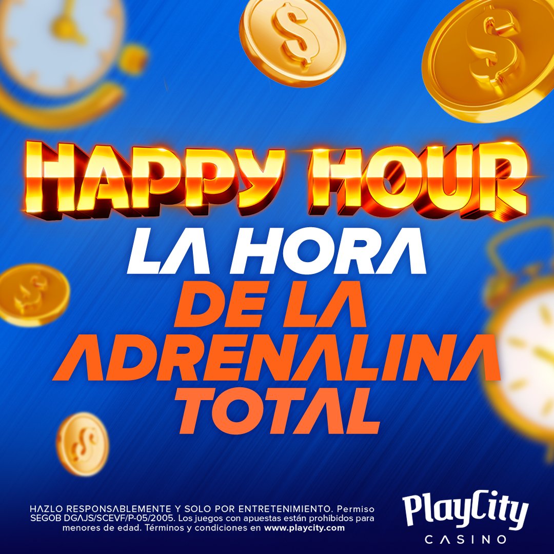 Cuando estés jugando en PlayCity Casino, escucharás que inicia la Happy Hour, donde podrás obtener increíbles premios: playcity.com/sucursales 

#PlayCityCasino #HappyHour