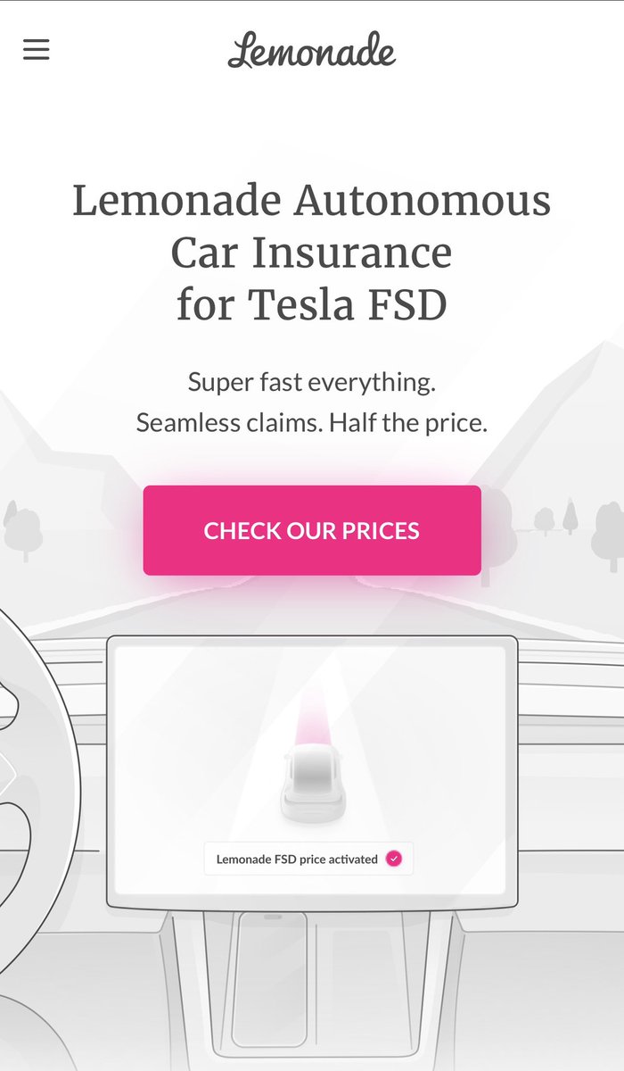 muskonomy's tweet image. 🚨BREAKING: Lemonade CEO Shai Wininger announce that “Autonomous Car Insurance” car for Tesla FSD is now live in AZ

Drivers get 50% off insurance for miles driven while FSD is steering, based on data showing fewer accidents