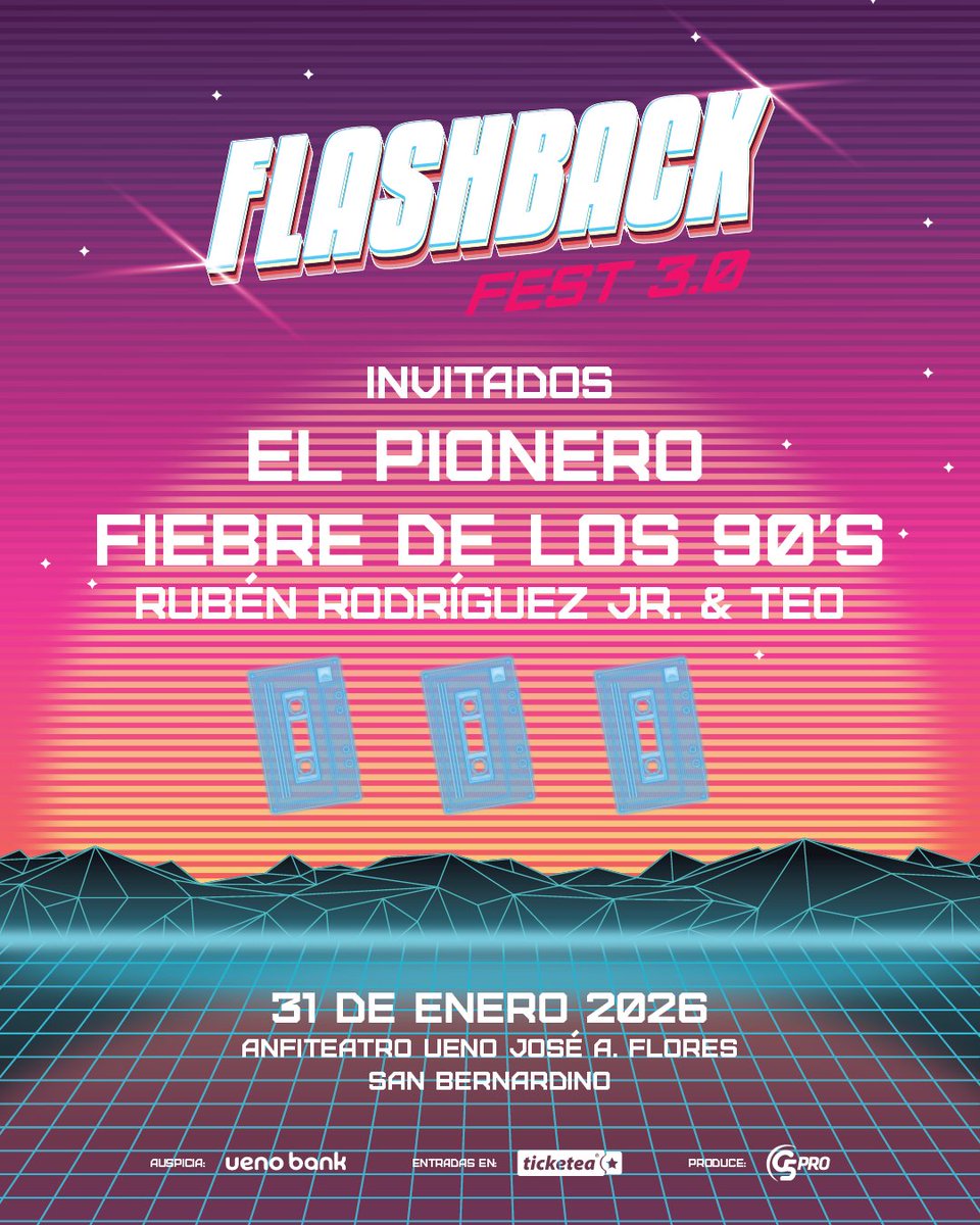 😎El PIONERO te conecta con la raíz de la fiesta y junto a Fiebre de los 90's con Ruben Rodriguez Jr y Teo y vas a poner a bailar el cuerpo porque esto es una cápsula del tiempo de una época dorada #Flashback3.0😉

🎟️<a href="/ticketeapy/">Ticketea Paraguay</a>👉ticketea.com.py

👉Mesas al 595981642000
