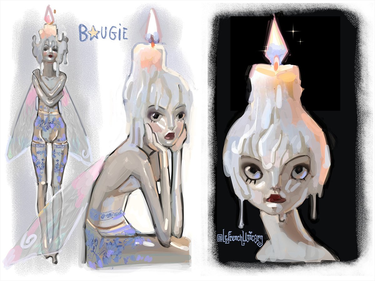 LeFrenchUnicorn's tweet photo. Booji is a fairy made out from porcelain and wax. The only friend Dorothée ever had (and was allowed to keep). She doesn't talk but she's very mischievous and will do anything to make Dorothée smile. She doesn't really trust Claude and will find many ways to annoy the demon... https://t.co/ip1Nr0pN3I