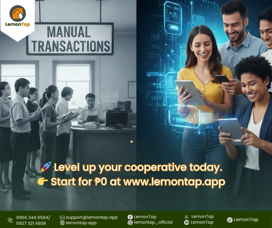 LemonTapApp's tweet photo. With LemonTap, your cooperative gets the same digital capabilities used by major financial institutions — secure portals, real-time access, and member convenience.

🚀 Level up your cooperative today.
👉 Start for ₱0 at https://t.co/xFqAgcAGpw https://t.co/w26PjkSDEW
