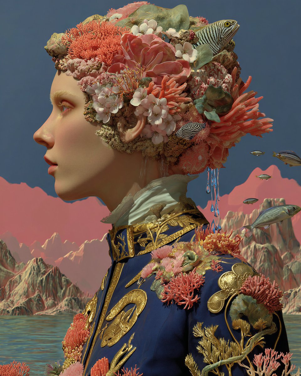 In her dreams, lives an entire ocean.

#surrealistart #artaesthetics #visuals #aiartist #artcommunity #dailyarts #artshare #midjourneyartwork #aigc #fantasyartwork #surrealart #fashions