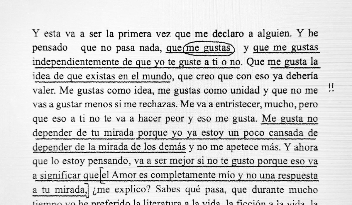 estas palabras de irene escolar en Las chicas están bien: «eso va a significar que el amor es completamente mío y no una respuesta a tu mirada»