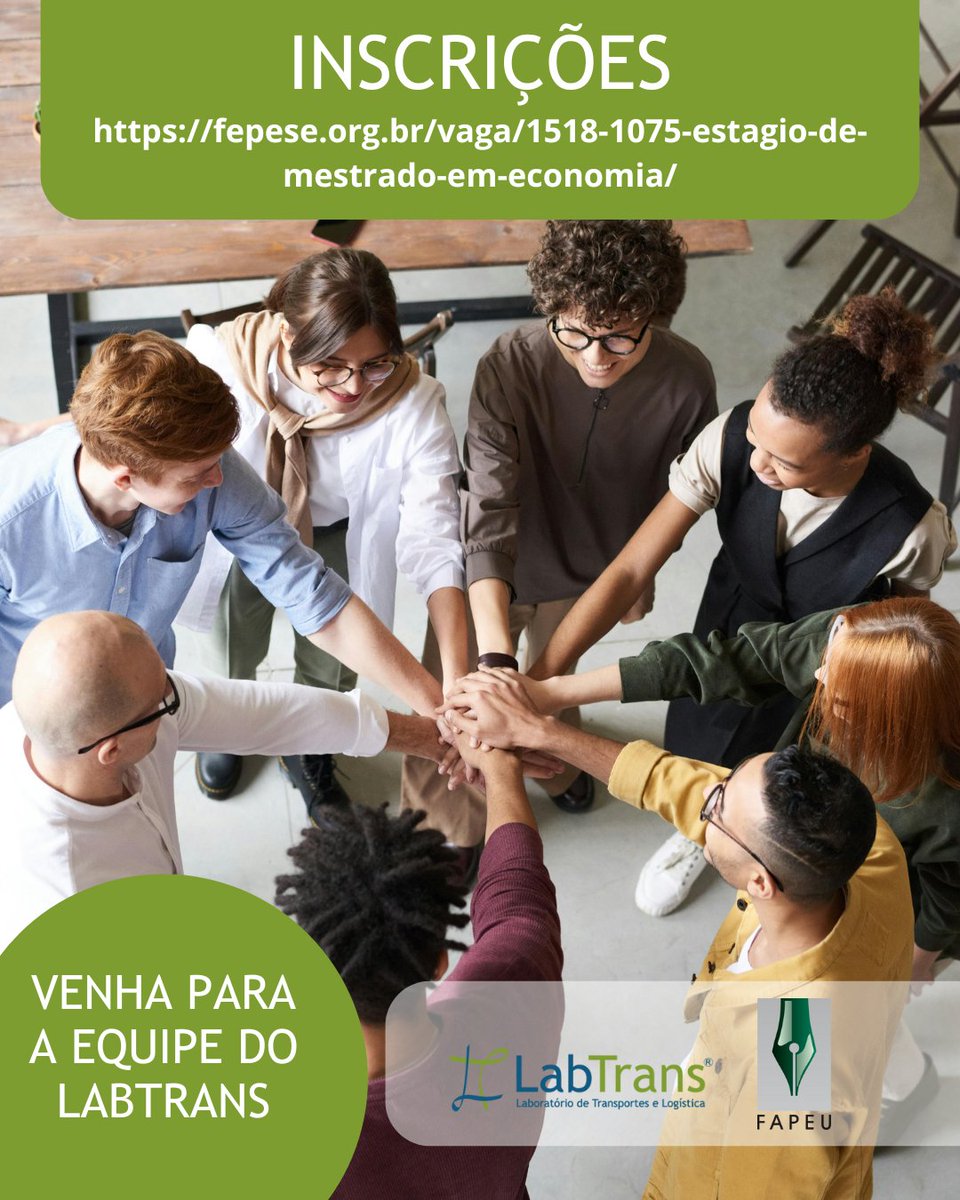 LabtransUFSC's tweet image. 📈 Você concluiu a graduação em Economia e está fazendo mestrado? Temos uma oportunidade para você!
O LabTrans/UFSC está com vaga de estágio para mestrandos em Economia, com foco em projetos técnicos e estratégicos na área de transportes e logística.
💼 Atividades envolvem:
✔…