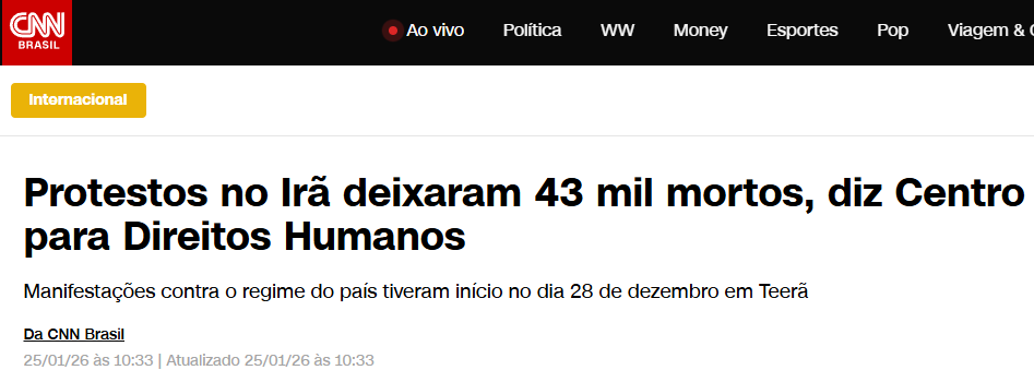 0C0RV0's tweet photo. No regime militar brasileiro, foram entre mortos e desaparecidos cerca de 400 pessoas em 20 anos. Um único protesto no Irã, morreram cerca de 43 mil pessoas e essa mesma turma que critica o período militar, defende o Irã https://t.co/hV3JvwzS3k