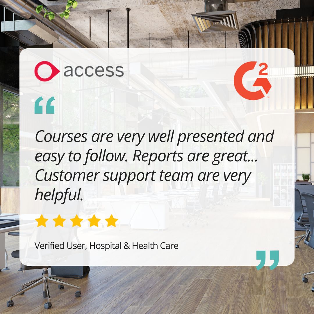Access_LMS's tweet image. 🔍 Real feedback. Real impact. 
We love hearing how Access Learning is helping teams succeed! 💬 

Explore how we can support your learning strategy: ow.ly/SgXA50XZNro  

#AccessLearning #DigitalLearning #LMS #EmployeeDevelopment #CustomerSuccess