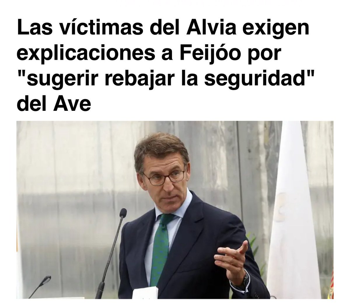 crispmarcote's tweet image. Ay, la hemeroteca! Feijóo, siendo presidente de la Xunta, sugirió rebajar la seguridad del AVE para que llegase antes a Galicia…

Feijóo "sugirió" incorporar el sistema de seguridad Asfa en el tren de alta velocidad de Galicia para acelerar la llegada, pero el Ministerio de…