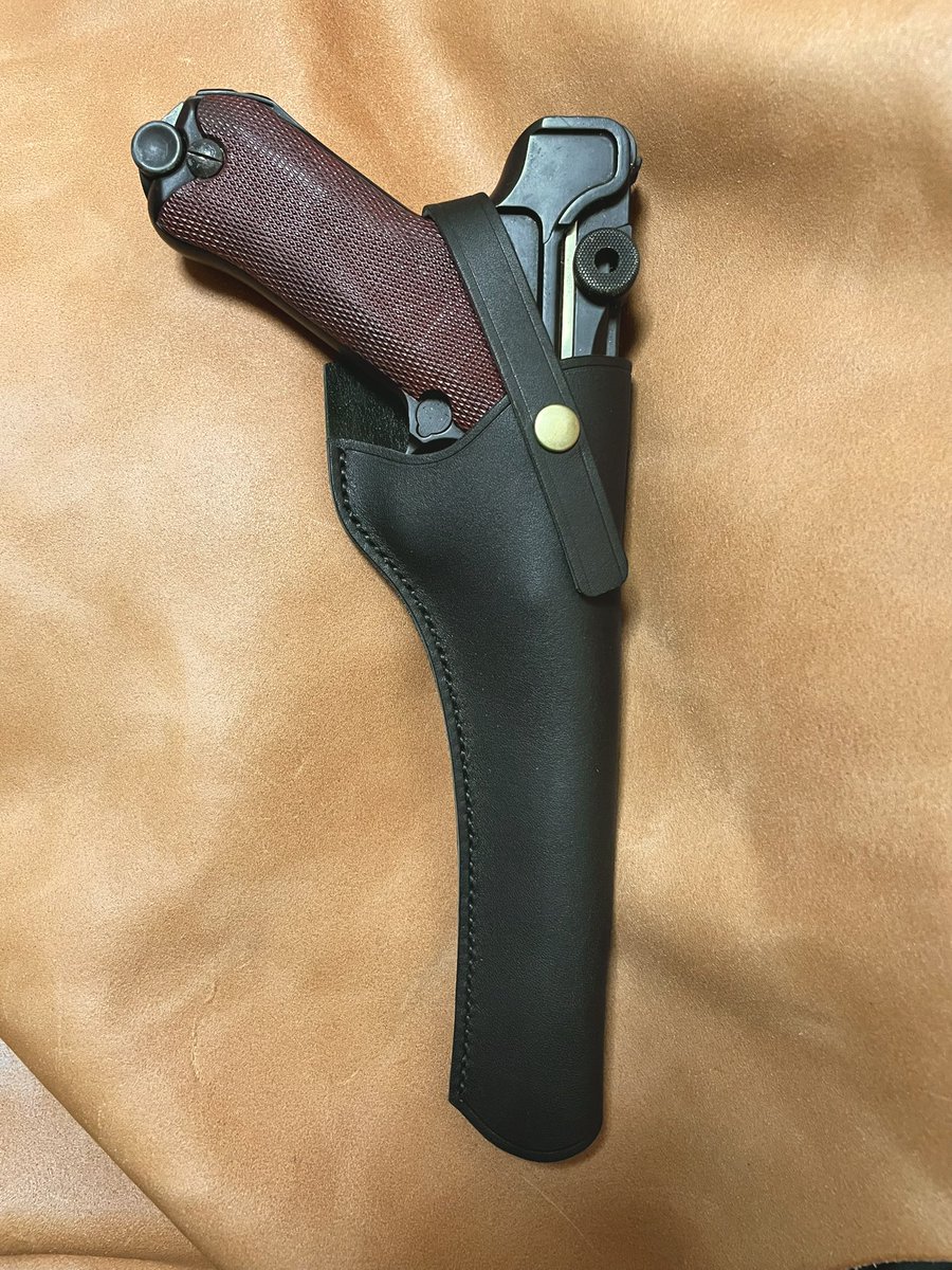 ルガーP08 6インチ用右利きレザーホルスター 国産タンニン鞣しスムース