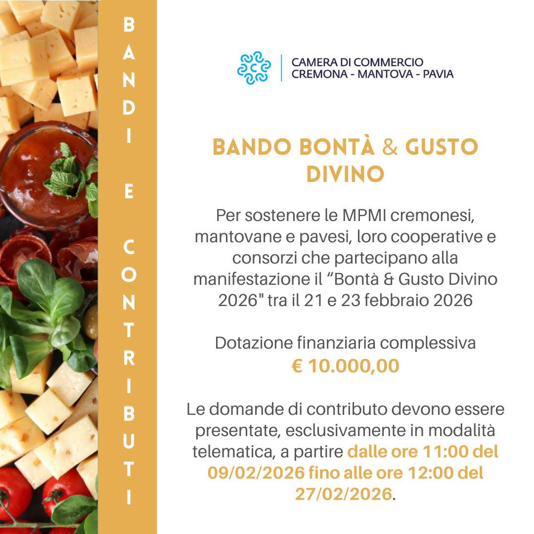 Un nuovo #bando per le #imprese che partecipano a Bontà &amp; Gusto Divino. Scopri come ottenere un contributo shorturl.at/hVD8M