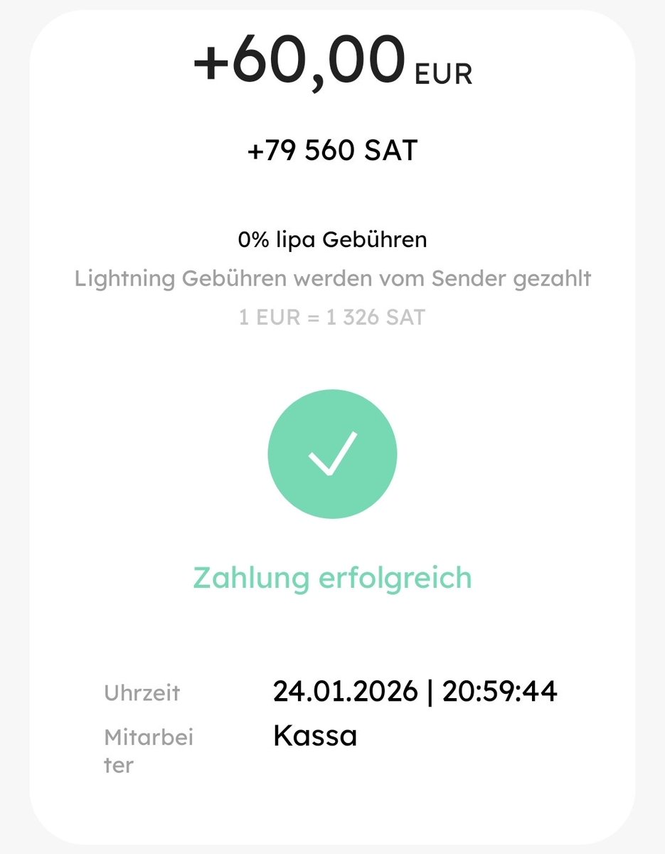 Ein Punkt, über den man selten spricht, wenn man Bitcoin akzeptiert: Der  psychologische Effekt, wenn die Sats reinkommen. Jede Rechnung, die in Sats  bezahlt wird, fühlt sich wie ein kleiner persönlicher Erfolg
