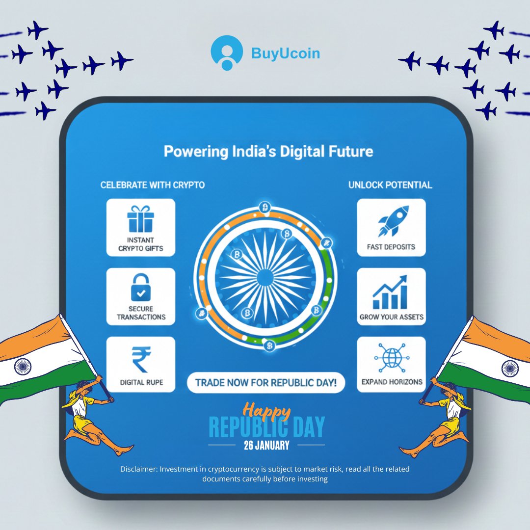 This Republic Day, celebrate financial freedom. 🇮🇳 Start your crypto  investing journey with BuyUcoin. #RepublicDay #Indian #CryptoCommunity  #Bitcoin #CryptoSIP