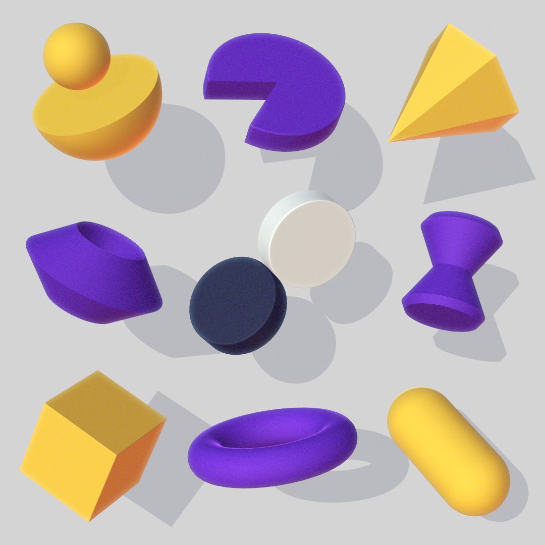 PuttiMW's tweet image. After Effects 2026!!
「パラメトリックメッシュ」を並べてみた💡
立方体、球体、平面、トーラス、円錐、円柱の６種類のみと少ないのですが、メッシュオプションによる調整と、メッシュを組み合わせたりすることで色々な形状を作ることができそう🤔
#AfterEffects