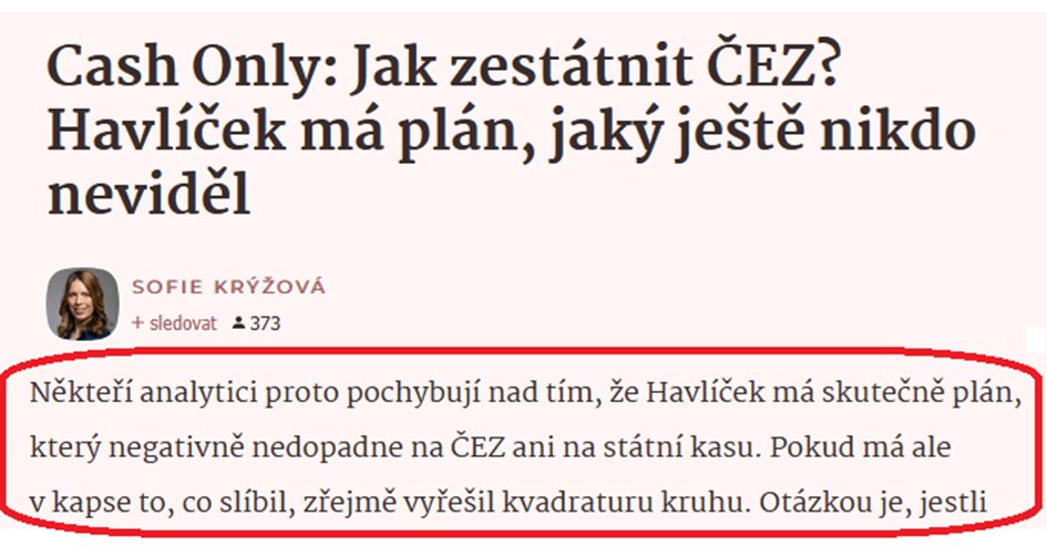 $CEZ – fundovaní novináři bizarně hovoří o kvadratuře kruhu, přestože na stole je minimálně 1 scénář, při kterém získání zbylého podílu v ČEZ bude pro stát „cash positive“ operace. Bez nutnosti šahat na dividendu. Doteď nerozumím, proč tato varianta v médiích nezazní ani jednou!