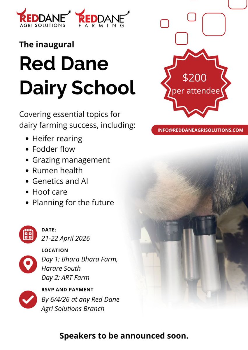 villageadv's tweet photo. If l were to be prescriptive, I would highly recommend this training. The Dairy Industry in Zimbabwe offers stability and consistency (Marketwise) to farmers or those intending to venture in this specialized area. The upcoming Dairy school with a hands on approach at one of the best dairy farms in Zimbabwe coupled with mentorship from experienced facilitators local and international must never be missed. Kenya had done a wonderful job in making this industry viable right from village level something we can also do with ease.  
#VillageAgenda
