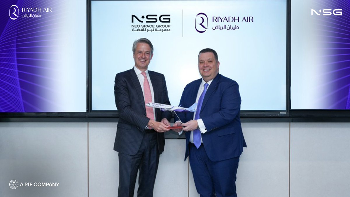 NeoSpaceGroup's tweet photo. @RiyadhAir and #NeoSpaceGroup join forces to redefine in-flight connectivity!
This strategic partnership brings free, high-speed internet to Riyadh Air’s Airbus A321 fleet — delivering a digitally seamless passenger experience and advancing Saudi Arabia’s #Vision2030 for innovation-led aviation.
Read more: https://t.co/DuQHBZ8bJq
#NSG #aPIFcompany #InflightConnectivity