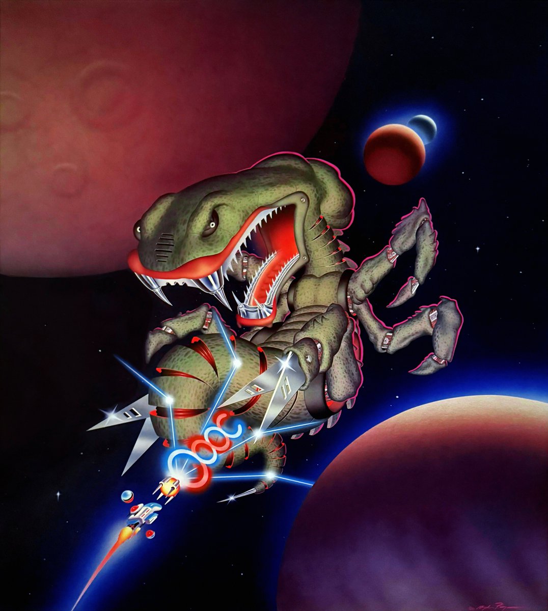 peachflavor3d's tweet image. The artwork of Super #RType by Stephen Peringer used on the cover of the North American #SuperNintendo release as well as for advertising flyers and magazines. This is a v2 using a much better source. Usual upscale/clean/retouch process applied.