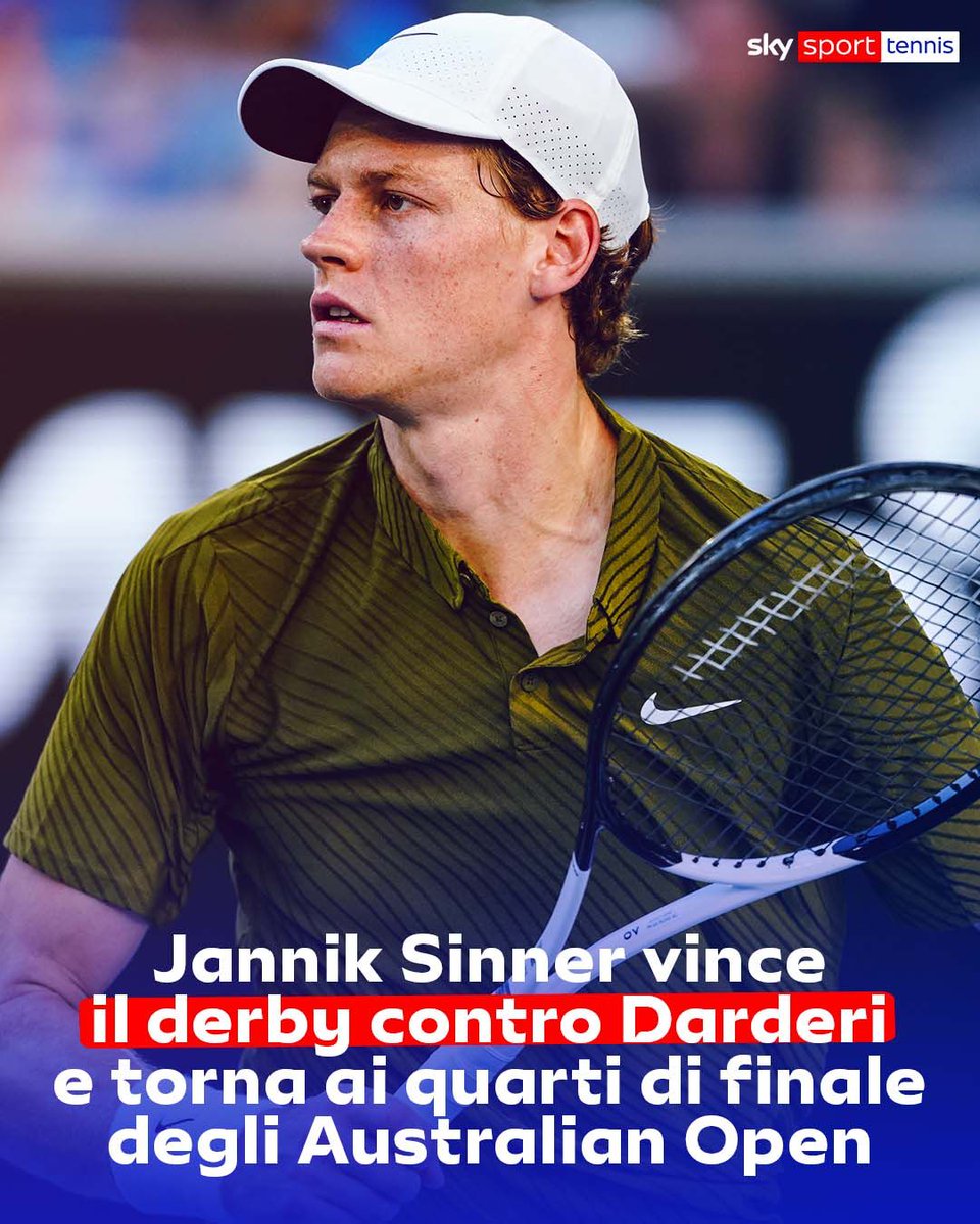 ULTIM’ORA TENNIS
 
Jannik #Sinner ai quarti di finale degli Australian Open: battuto Luciano Darderi in 3 set (6-1, 6-3, 7-6)
 
#SkySport #SkyTennis