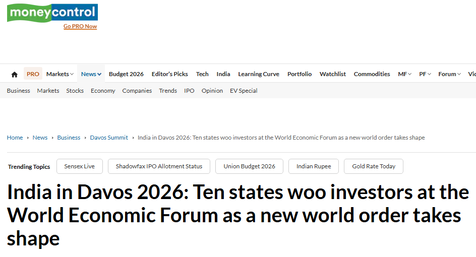 India in Davos 2026: Ten states take the global stage at #WEF, wooing investors as a new world order takes shape. India signals confidence and opportunity. #IndiaAt77