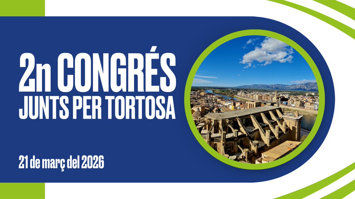 📑Junts per Tortosa celebrarà el seu 2n Congrés el proper 21 de març

📌Prèviament es faran unes jornades de treball sectorials obertes a la ciutadania per actualitzar el projecte de ciutat de cara al 2027

ℹ️juntspertortosa.cat/junts-per-tort…
