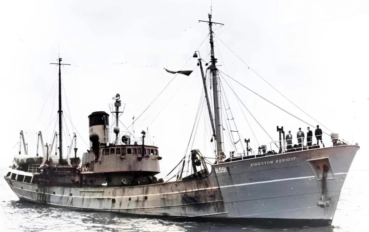 headscarfpride's tweet photo. The Kingston Peridot was off north-east Iceland on 26 January 1968. The weather was bad and another trawler was told that she had ice building up on the ship, and was moving east, no more contact was made. The Kingston Peridot was lost with all hands. #TripleTrawlerDisaster https://t.co/taUjAMN202