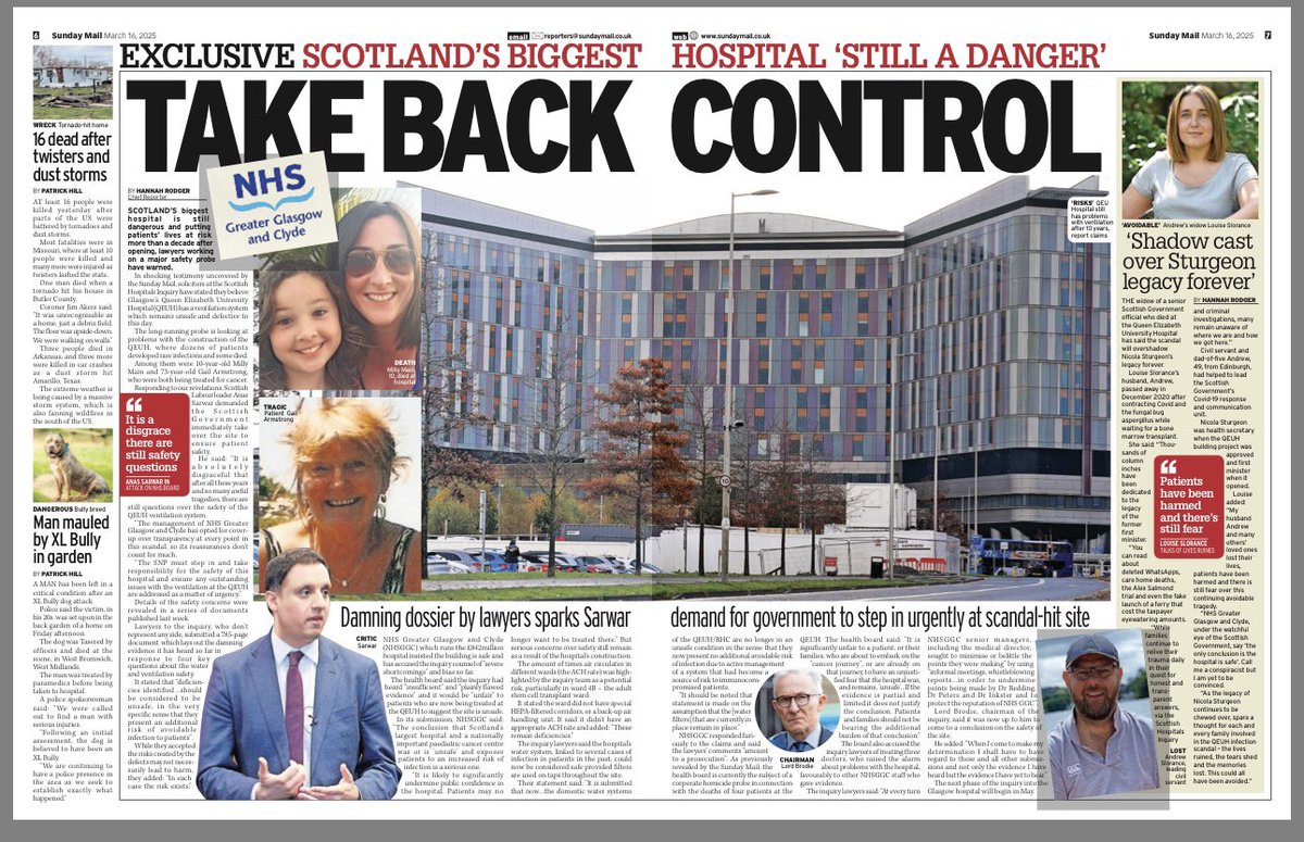 Swinney stating the QEUH is safe pre-empts the inquiry findings. 
Just last year the inquiry’s own lawyers believed the ventilation system was still not safe for some patients, presenting an avoidable risk. NHS rejected this + accused them of bias. I wrote about it at the time: