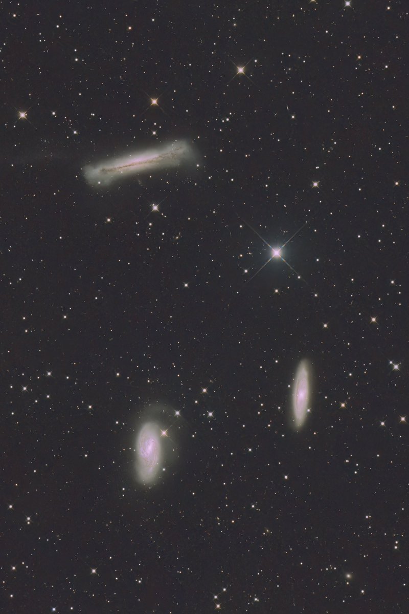 2026年1月17日に撮影した、M65,66,NGC3628
（しし座）トリオ銀河です。
撮影地　花立自然公園（茨城県）
タカハシe160ED＋エクスタンダー F5.0 800mm ZWO6200MCPro EM-200TEMMA2M
300sｘ24　Gain100　－20℃　オフセット70
PixInsight　BTX　Photoshop　TopazDeNoiseAI　
トリミングあり