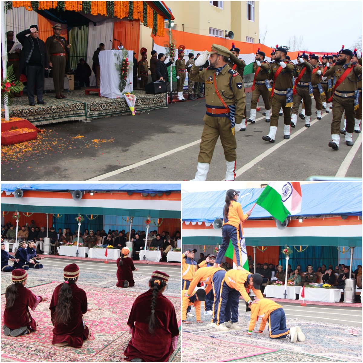 policekulgam's tweet image. #Republic day-2026 was celebrated throughout District, DDC chairperson Kulgam Shri Mohd Afzal Parray alongwith DM Shri Athar Aamir-IAS &amp;amp; SSP Kulgam Shri Anayat Ali Chowdhary-IPS unfurled national flag at DPL Kulgam &amp;amp; took salute at the parade @JmuKmrPolice
@KashmirPolice @DigSkr