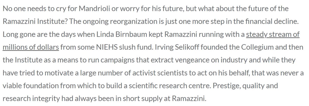 zaruk's tweet photo. The Ramazzini Institute was founded for the wrong reasons, by the wrong people and with the wrong strategy.
Now that their money has run out, we bid farewell to their decades of lies, fears and bullshit.
They will not be missed.
#SlimeGate
https://t.co/J0r7W7laZH https://t.co/u6XJc4ALBT