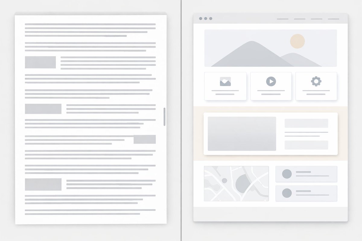 m_mak's tweet photo. Many websites are built like documents:
Long, Dense, and Passive.

But the web is not for reading.
It's for deciding.

Design should guide action, not paragraphs and the next Wiki. https://t.co/JDbUmuetCE