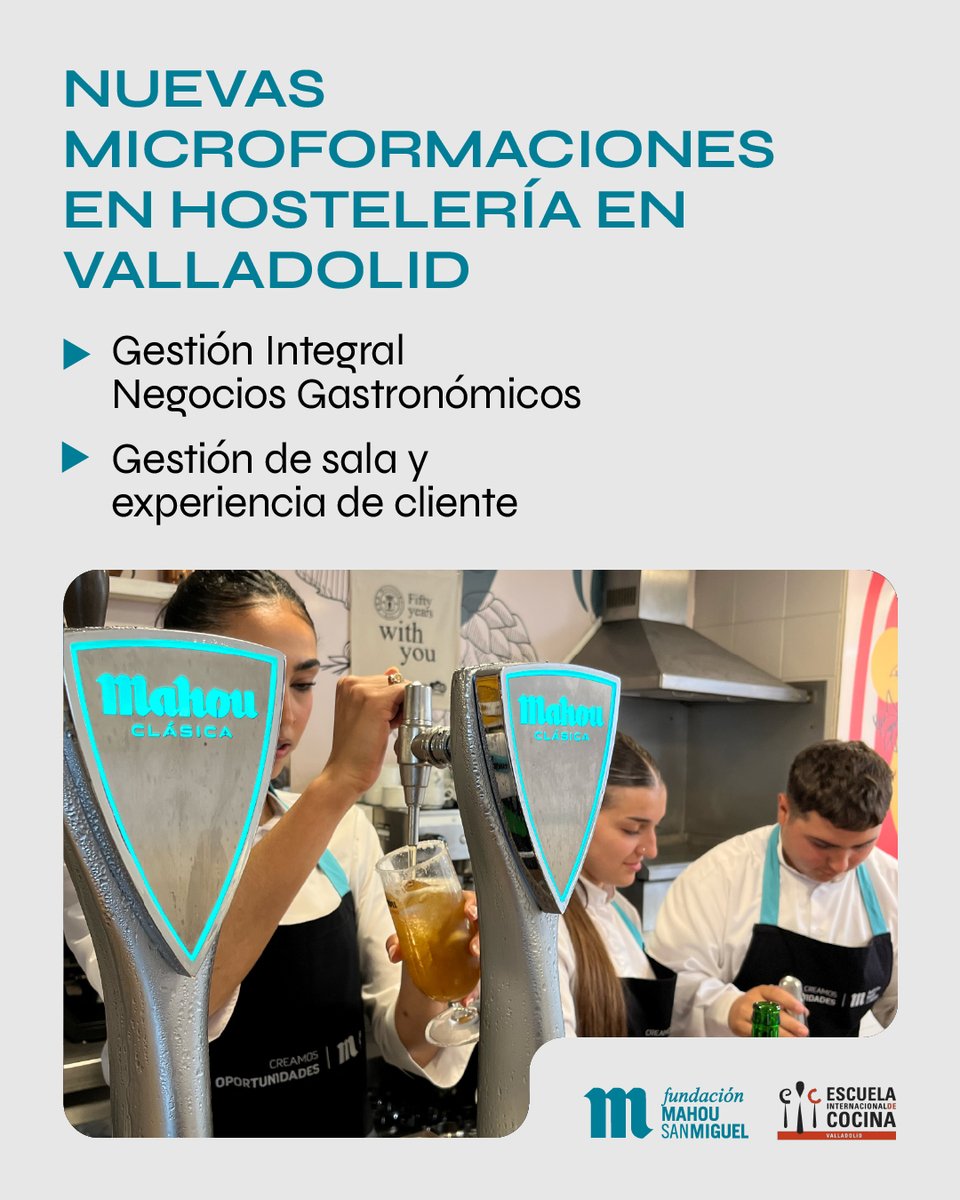 FMahouSanMiguel's tweet photo. 💙✨ Formación que se adapta a la realidad de la hostelería
Junto a la #EscuelaInternacionaldeCocina lanzamos un nuevo programa de #microformaciones modulares, diseñado para profesionales en activo que quieren seguir creciendo sin parar su trabajo diario.🚀🫱🏻🫲🏼 https://t.co/97htYTd0s2