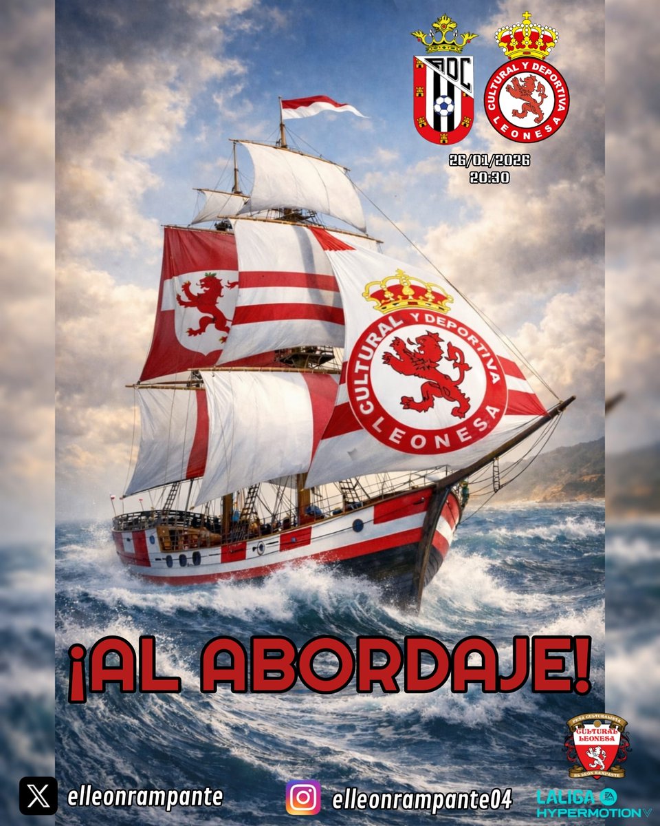 CARTEL ll De este barco nadie nos baja, de León a Ceuta... "¡𝘼𝙇 𝘼𝘽𝙊𝙍𝘿𝘼𝙅𝙀!"

📍Estadio Alfonso Murube 
 🕣 20:30
🆚️ <a href="/ADCeuta_FC/">AD CEUTA FC</a>