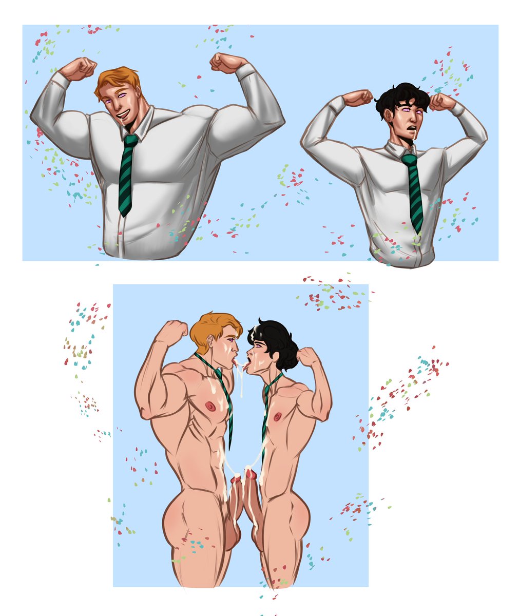 A little artwork I commissioned from <a href="/PingedboysX/">PingedBoysX 🔞NSFW COMMS OPEN</a>
----
Nick and Charlie having a bit more fun they expected from agreeing to be hypnotised. And of course, the ties stayed on. 👔