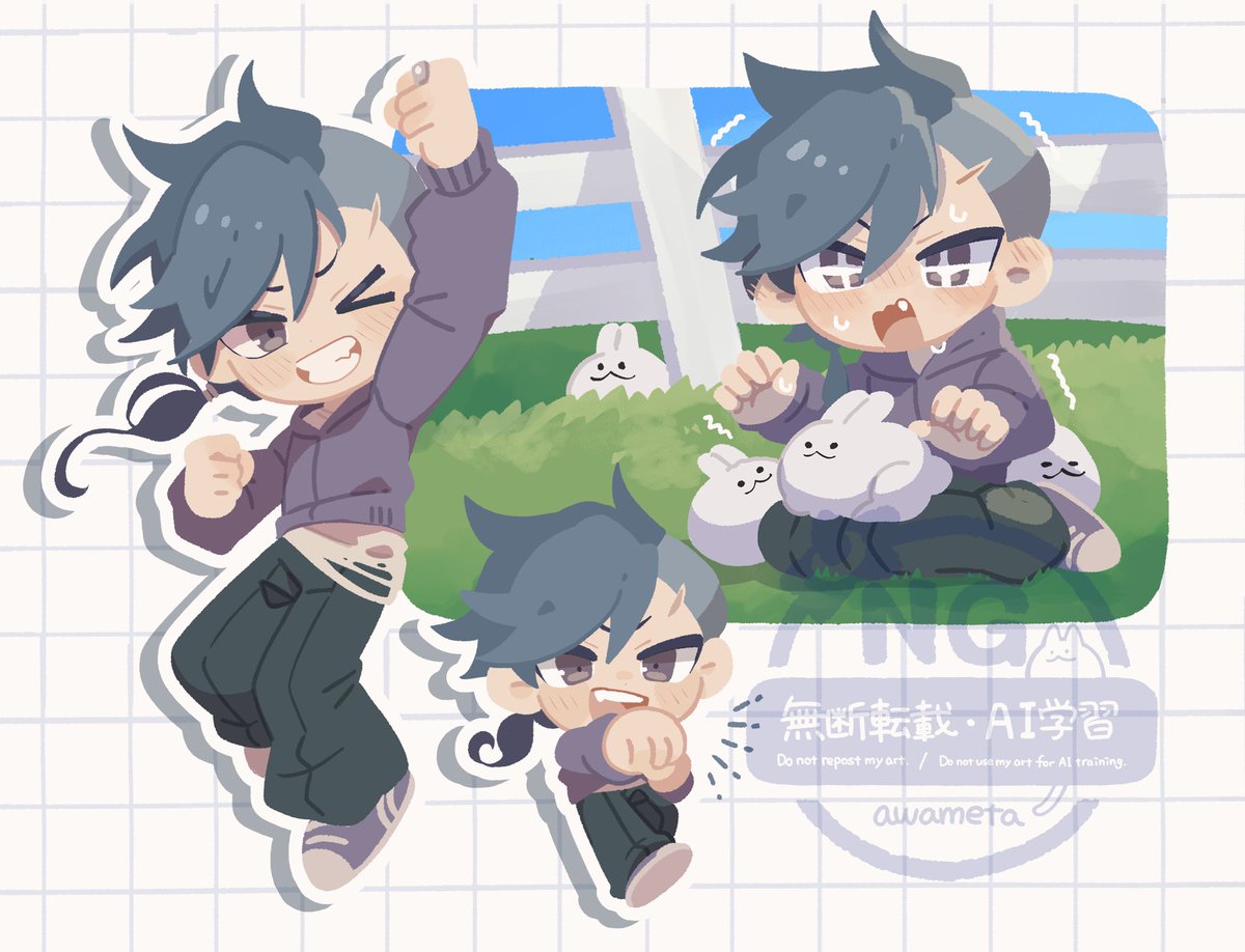 小さい物好きの杜若くん
#創作　#illustraion