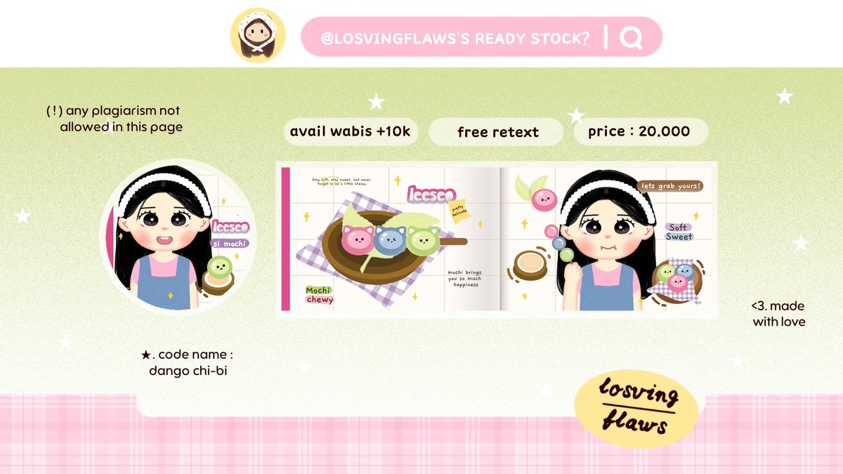 losvingflaws's tweet image. こんにちは ! eLoDy bawa layout ready stock chibi non chara nih, jadi nanti free retext nama sesuai nama kamu ya___&amp;lt;🌷

#zonauang️