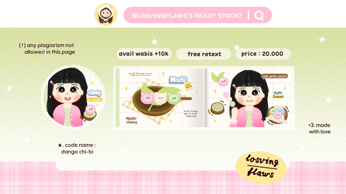 losvingflaws's tweet image. こんにちは ! eLoDy bawa layout ready stock chibi non chara nih, jadi nanti free retext nama sesuai nama kamu ya___&amp;lt;🌷

#zonauang️