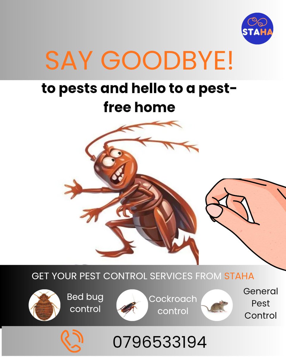 StahaProperty's tweet photo. Pests donโt belong in your space. Period.
At Staha Property Care, we help you reclaim your home and office from unwanted pestsโsafely & effectively.
Your comfort. Your safety. Our priority.
๐ Talk to us today 0796533194
#PestControlKenya #StahaPropertyCare #HealthySpaces https://t.co/IFwHIyb9aa