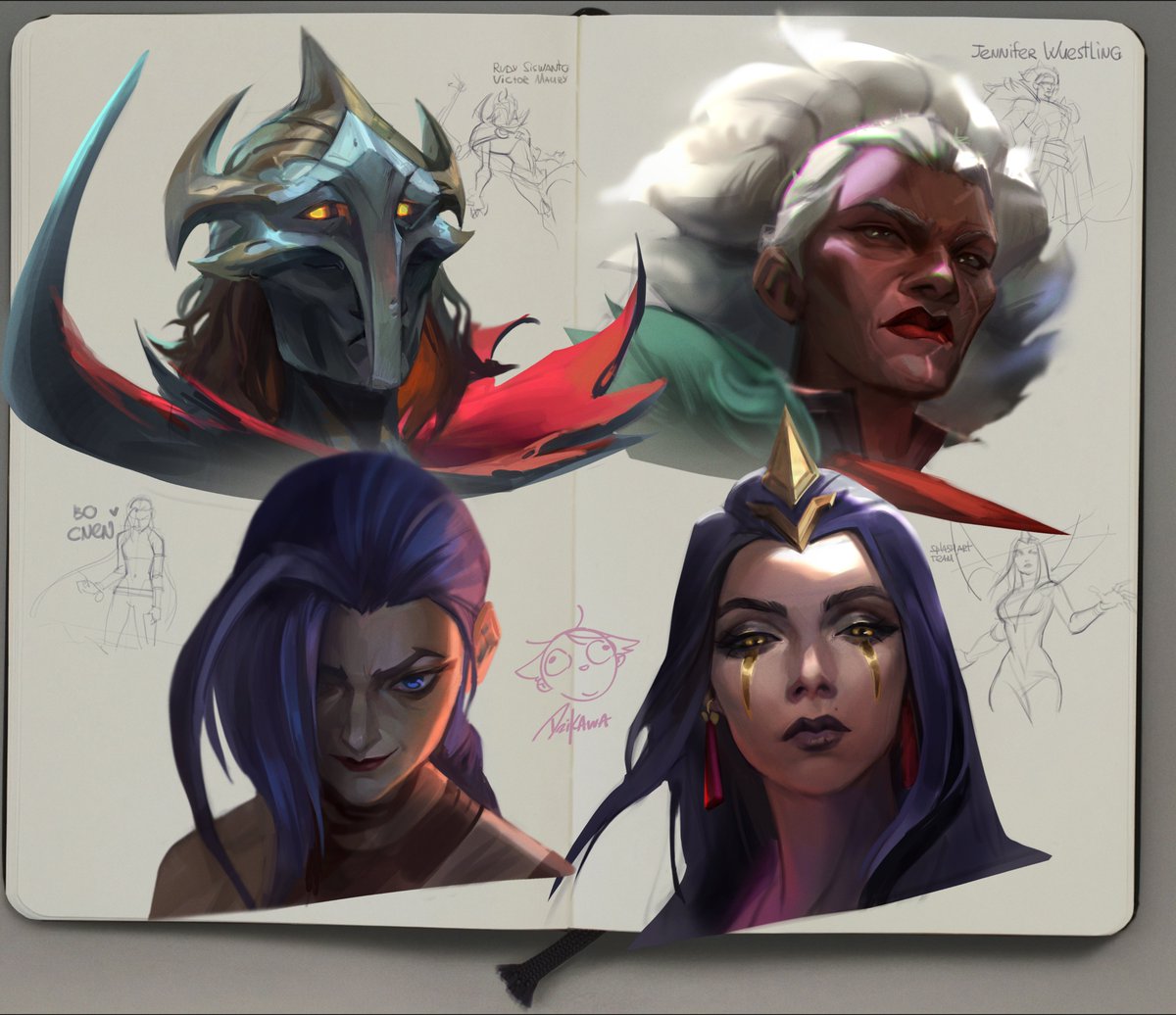 Some Arcane-based splash art portrait studies! 
#study #sketch #portrait #arcane #digital #art #digitalart #viktorarcane #ambessa #jinx #leblanc