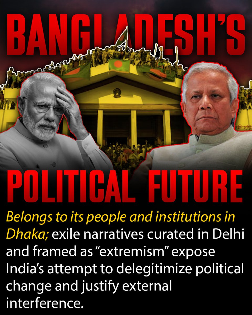 AdvShan_Writes's tweet image. Projecting exile politics through Indian media exposes an interference mindset and undermines sovereignty. Pakistan stands for non-interference, constitutional continuity, and regional stability.#Bangladesh #RespectSovereignty #NonInterference #SouthAsia #ConstitutionalProcess