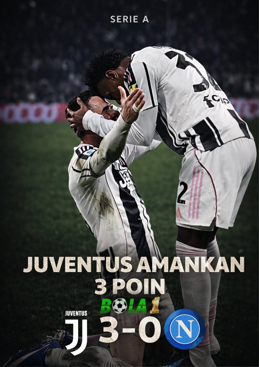 Fansbolaaa's tweet photo. SERIE A 

Juventus membantai Napoli dengan skor telak 3-0 pada pekan ke-22 Serie A 2025/2026. Pertandingan ini berlangsung di Allianz Stadium.

Situs rekomendasi : https://t.co/IIZYHfLbQR

#bola1 #seriea #beritabola #juventus #napoli #prediksijitu #prediksibola https://t.co/GML3vX45Ht