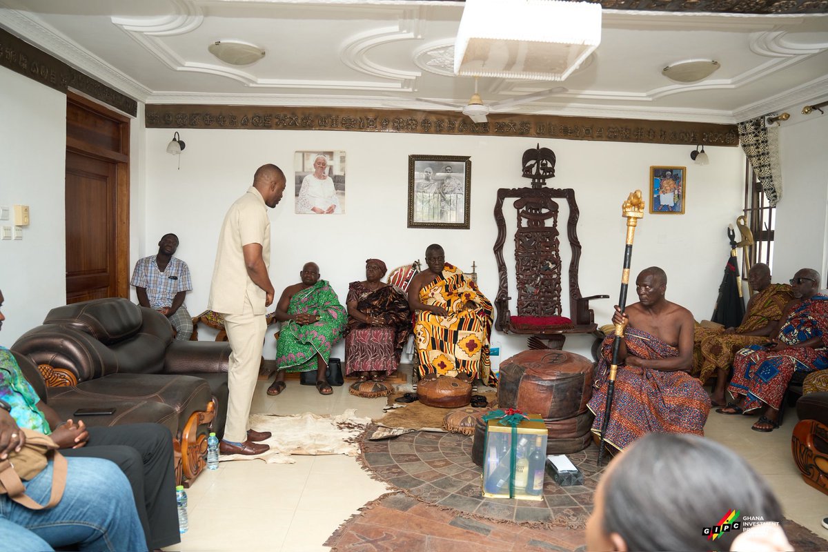 gipaghana's tweet photo. The Paramount Chief of the Essikado Traditional Area, Nana Kobina Nketsia V, has called for investments that prioritise community development alongside profitability, urging strategies that retain value within the region.

Speaking to GIPC ahead of the Western Regional Investment Forum last week, themed “Driving Local Investment: Unlocking Regional Potential”, he highlighted the Western Region’s historic contributions to Ghana’s independence and the need for local action and investment mobilisation.

GIPC DCEO Abdul Razak Baba emphasised the shift toward locally centred investment models and shared that the team has visited companies such as KEDA Ceramics, PSG, Dress Up College of Fashion, and Yaeric to explore ways to scale businesses and create lasting local impact.

#InvestInGhana #GIPC #WesternRegion #SustainableInvestment #GIPCRoadshow #GhanaIsOpenForBusiness