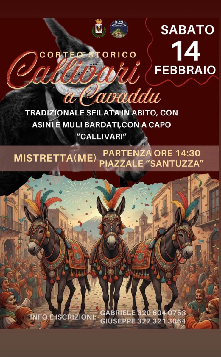 VisitSicilyOP's tweet photo. Callivari a Cavaddu 🎠🐎
14 febbraio 2026 ore 14,30 Piazzale Santuzza #mistretta #messina #eventisicilia26 #visitsicilyinfo https://t.co/F5bh5YbTJK