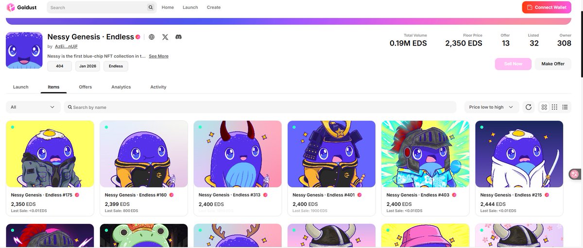 10X回报率的NFT白名单抽奖来了

抽10个 <a href="/NessyNFT_xyz/">Nessy</a> 的FCFS

参与方式： 
1⃣关注 <a href="/ZuiJiu61637/">车九</a>  &amp; <a href="/NessyNFT_xyz/">Nessy</a>
2⃣点赞 + 评论+转发

PS：
1，没有Endless 钱包的兄弟可以到 sliswap.com/swap 进行注册
2，mint价格200 $EDS (1 $EDS ≈ 0.12U )  市场底价2300 $EDS
3，市场链接