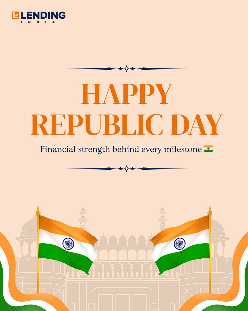 india_lending's tweet photo. On this Republic Day, let’s build a financially strong and independent India together
Your dreams deserve the right financial support.
#RepublicDay #26January #FinancialFreedom #LoanServices #GrowWithUs #India #FinanceCompany #DreamBig https://t.co/40KrTWuBQL