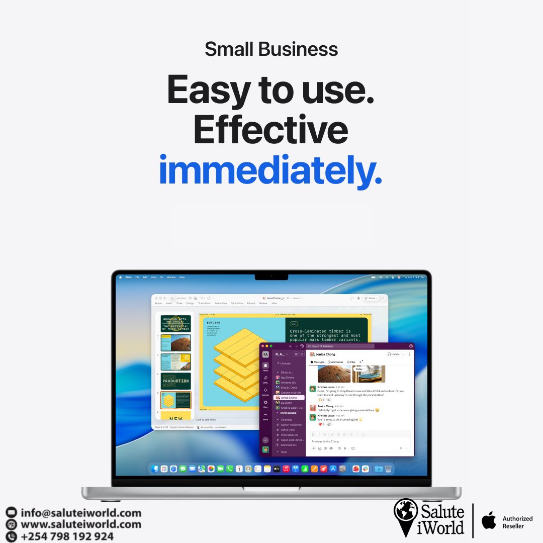 Running a small business means choosing tools you can rely on. At Salute iWorld, we support business with Apple products that boost productivity, creativity, and efficiency—so you can focus on growing your business while we take care of the tech.

#gogenuinewithsaluteiworld