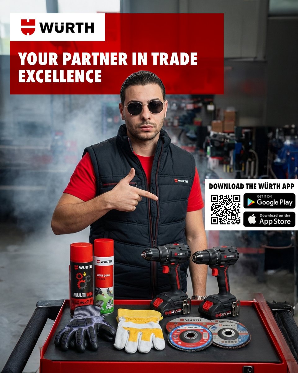Würth supports trade professionals with German engineered essentials designed for quality, safety and performance at every stage of the workday

Explore Now: wurth.ae/uae/trade_divi…

#Würth #Würthproducts #Products #Quality #WürthGulf #BuiltforProfessionals #App #MobileApp