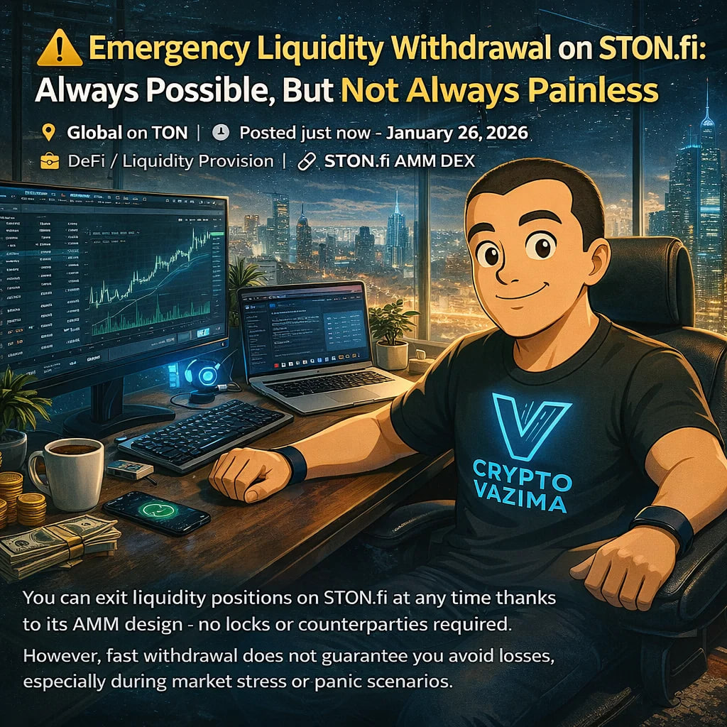 ⚠️ https://t.co/szudLUKimD Emergency Exit Guide: Withdraw Anytime, But  Market + Risks Still Hit Hard 📍 TON Blockchain (Global) | 💼 Liquidity  Provision / DeFi | 🔗 AMM Pools + Farming https://t.co/szudLUKimD (TON-based