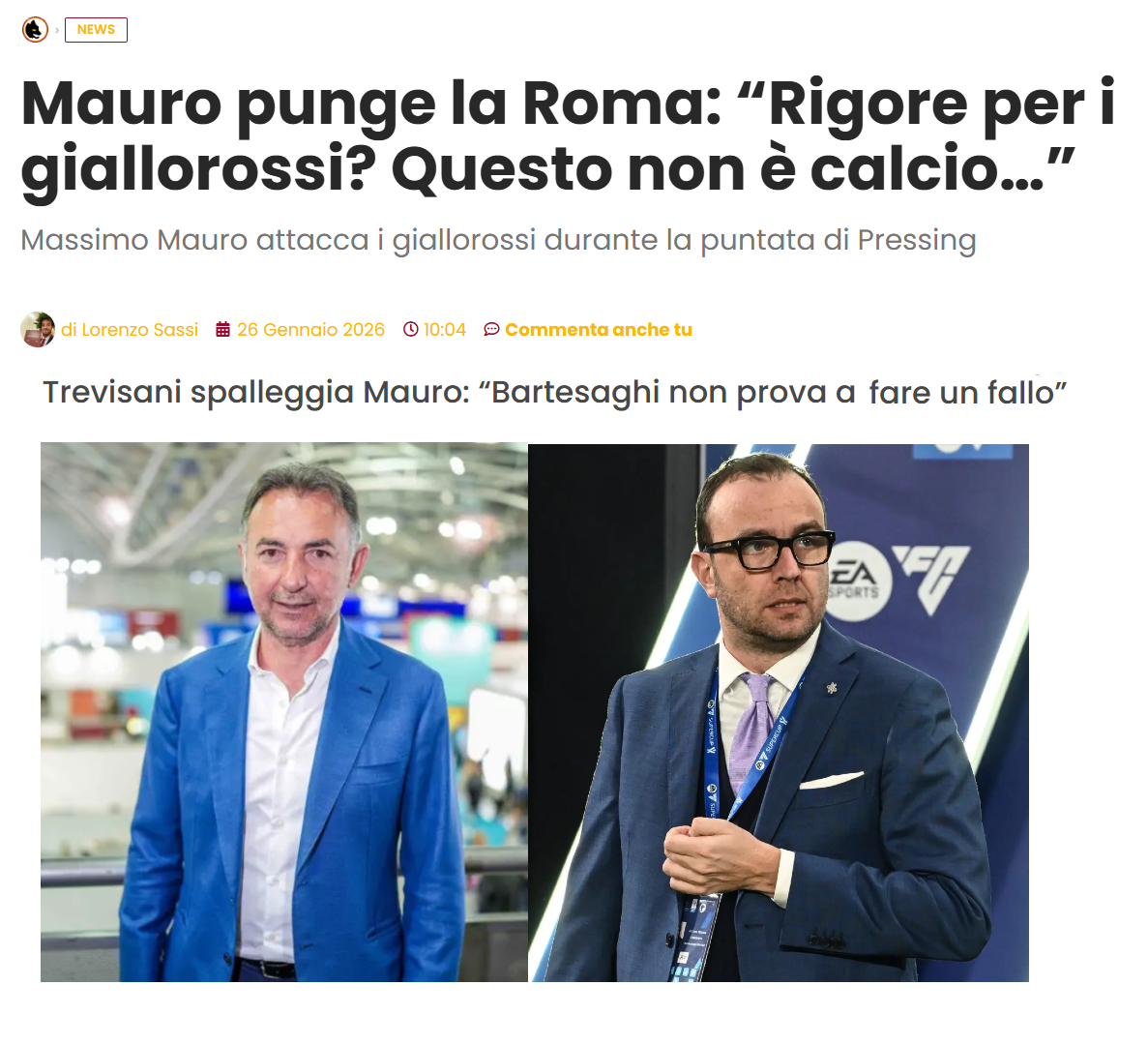 Quando le regole vanno a favore loro, vanno bene... ma se gli vanno contro, allora bisogna cambiarle perchè "non è calcio!". Mauro e Trevisani, andate a fare lavori dove non è richiesto pensare. Grazie #RomaMilan