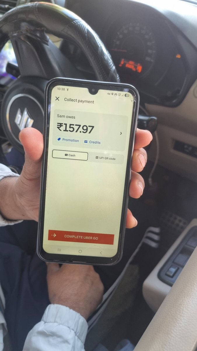 Sampamson's tweet photo. @Uber_Support I was charged unfairly by a driver who refused to accept Uber Cash/discount shown in the app. Final fare was ₹157.97, but he demanded full amount and wouldn’t let the passenger leave until paid. Please take strict action and train drivers properly.
@Uber_India https://t.co/FzLr9YHK7o